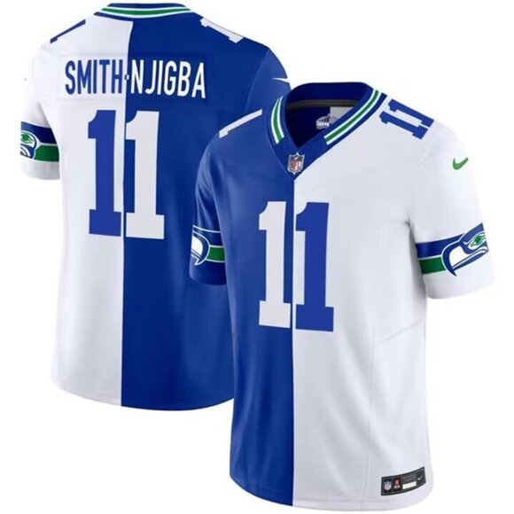 Mens or Youths Choose Jaxon Smith-Njigba Royal White Stitched Jersey Vapor